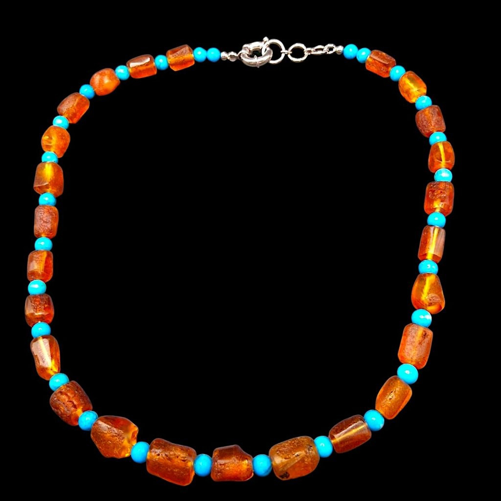 Baltic Amber and Magnesite 75.00 ctw Necklace 20 Inches - Picture 4 of 6
